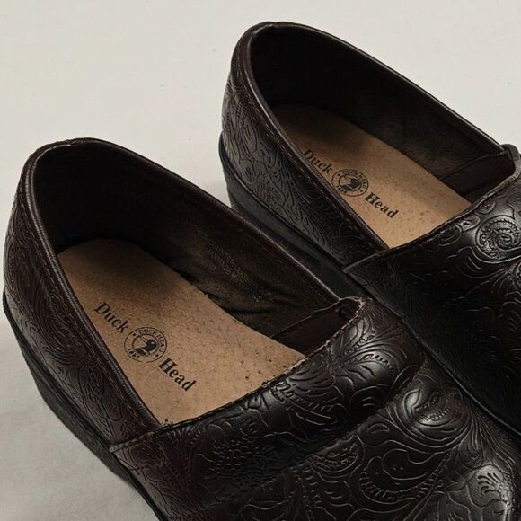 Women's DUCK HEAD Becky Floral Leather Slip-On Comfort Clogs US Size 7.5 - Picture 2 of 8